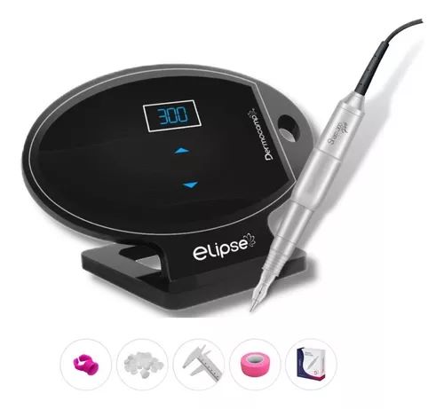 Combo Crl Digital Elipse Dermógrafo Sharp 300 Pró 20 Agulhas Preto/prata