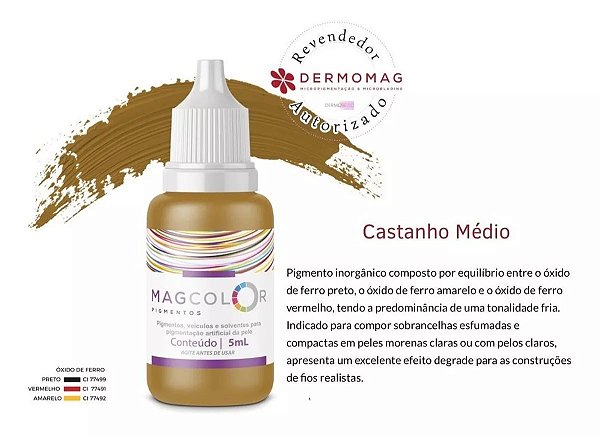 Pigmento MagColor 5ml Micropigmentação - Castanho Médio