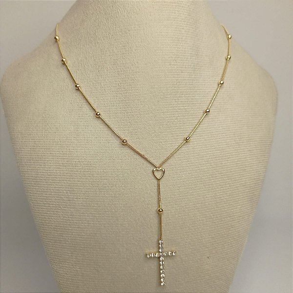 Terço com cruz de cristal