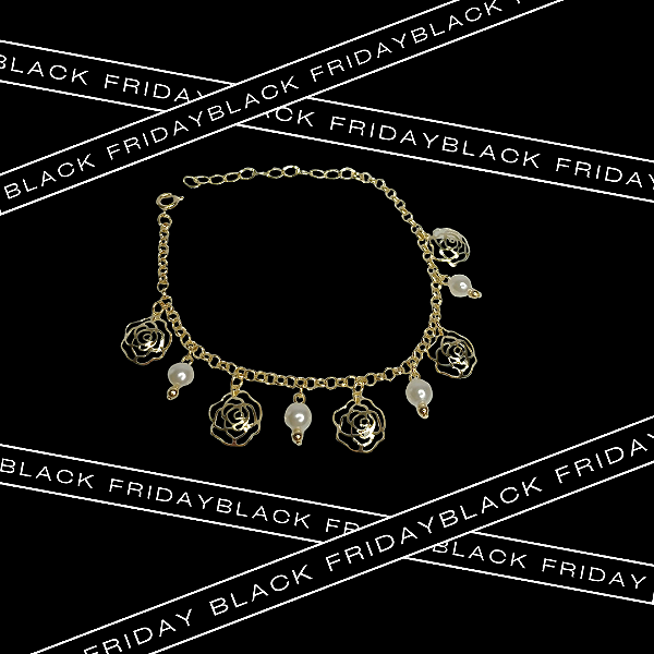 Pulseira pérolas e flores