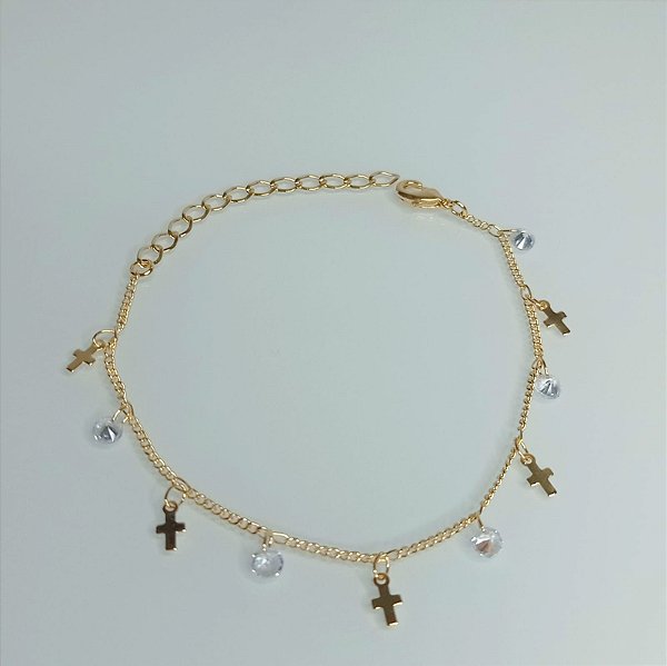 Pulseira de Cruz com Zircônia