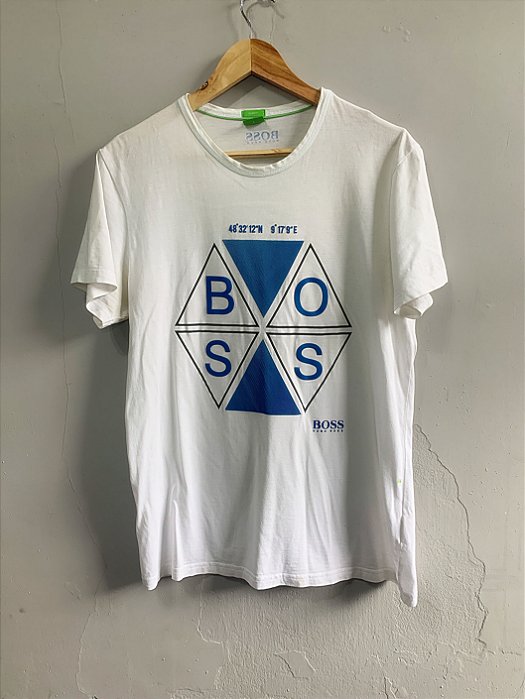 Camiseta branca estampada Hugo Boss G - Brechó XL - Brechó Plus Size