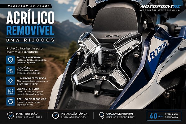 PROTETOR FAROL ACRILICO BMW R1300 GS PREMIUM