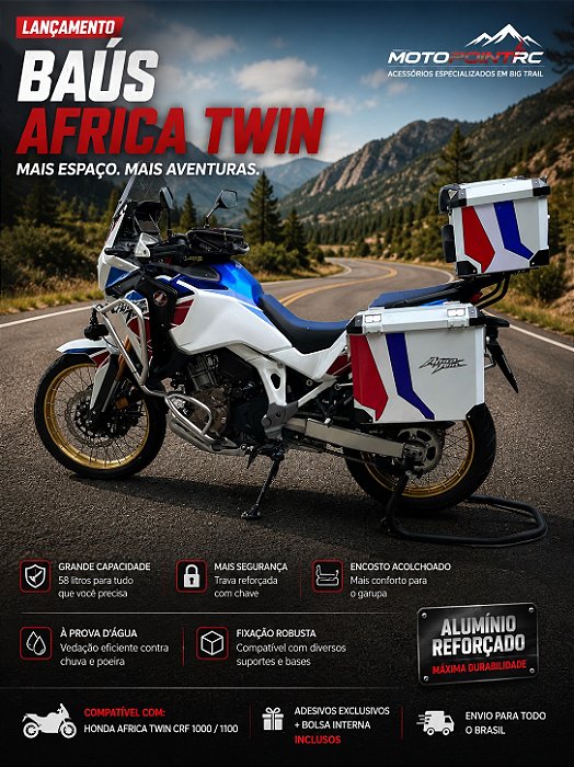 KIT BAUS LATERAL + SUPORTE LATERAL HONDA AFRICA TWIN CRF1100