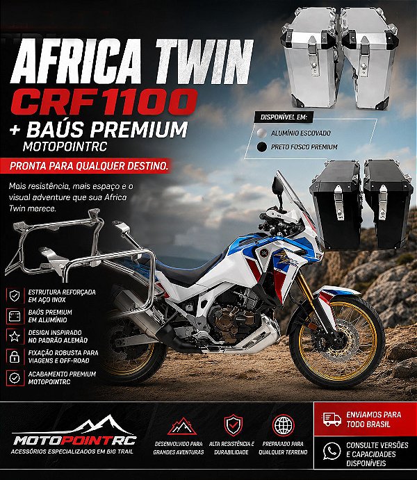 KIT BAUS LATERAL + SUPORTE LATERAL EM INOX HONDA AFRICA TWIN CRF1100