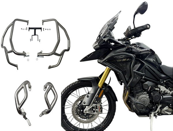 PROTETOR DE MOTOR E CARENAGEM THIUMPH TIGER 1200 BLACK EDITION INOX