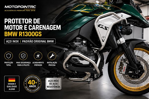 PROTETOR DE MOTOR E CARENAGEM EM AÇO INOX BMW R1300GS