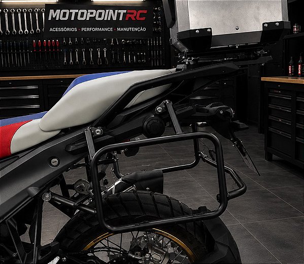 SUPORTE BAU LATERAL BMW R 1300 GS TUBULAR PRETO ou PRATA COM RECORTE