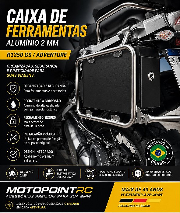 Caixa de Ferramentas Aluminio/ Preta ou Prata BMW R1250 GS Adventure | Motopointrc