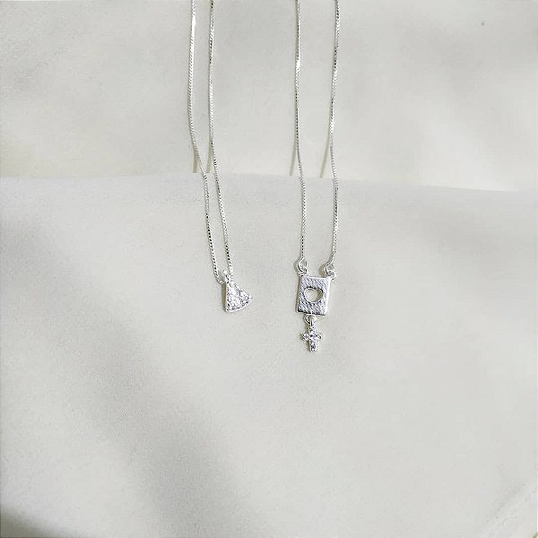 Escapulário Nossa Senhora Aparecida 60cm prata 925