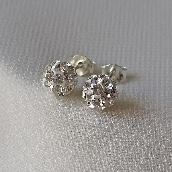 Brinco globo de cristal 5mm prata 925