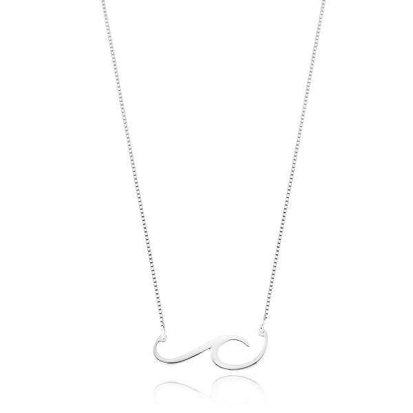 Colar veneziana onda grande 43cm prata 925