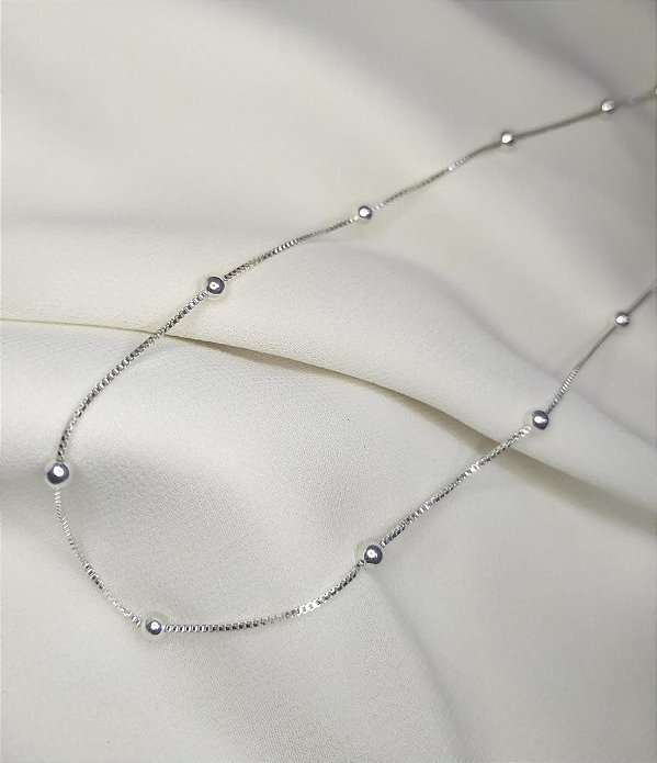Colar bolinhas 45 cm prata 925