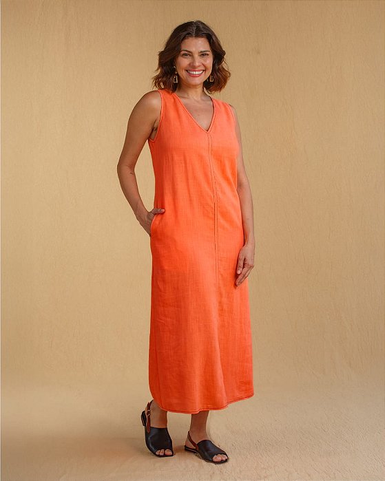 VESTIDO CORAL PESPONTO
