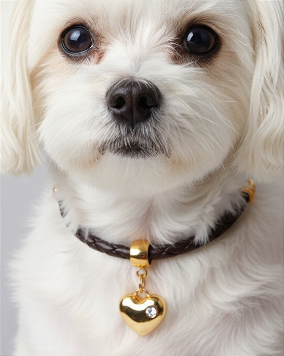 Colar para Cachorro com Pingente - CORAÇÃO DOURADO 2