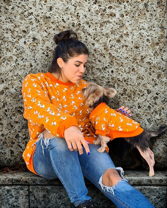 Roupa de Frio Humano e Pet - SNOOPY LARANJA