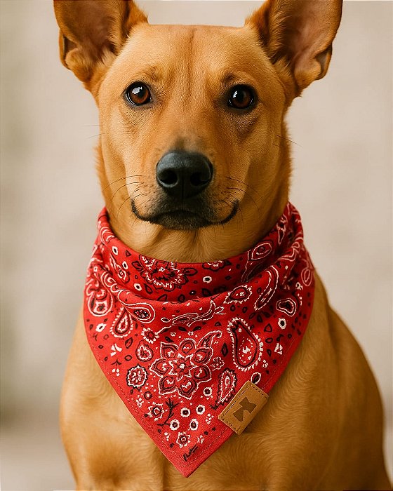 Bandana para Cachorro 100% algodão - COLEÇÃO BANDANA VERMELHA