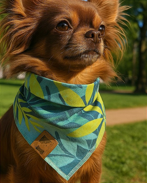 Bandana para Cachorro 100% algodão - COLEÇÃO FOLHAGENS VERDES