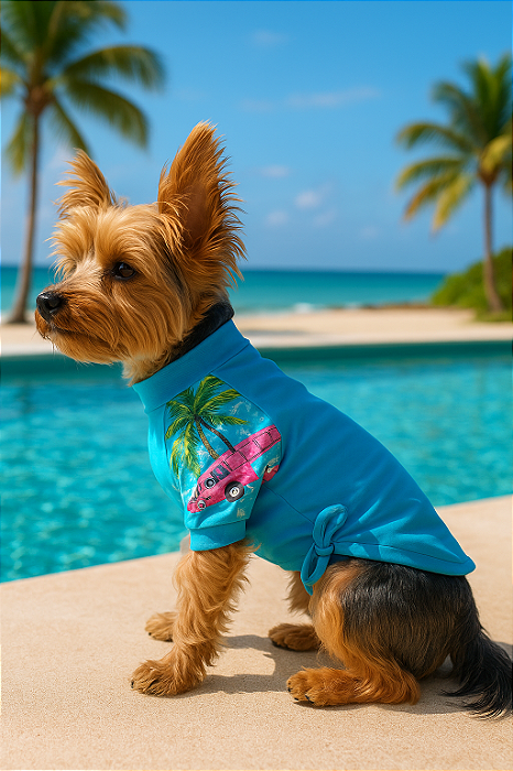 Roupa UV50+ (roupa pet com proteção solar) - VIDA PRAIANA AZUL