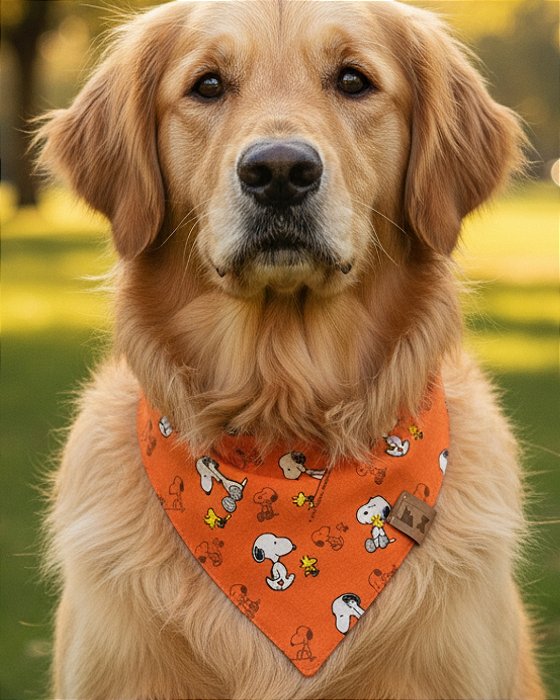 Bandana para Cachorro 100% algodão - COLEÇÃO SNOOPY LARANJA