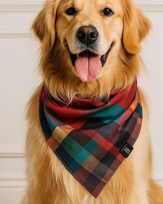 Bandana para Cachorro 100% algodão - XADREZ MOSAICO