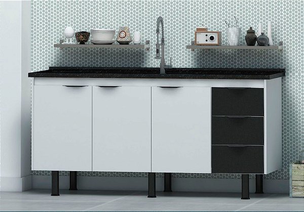 Gabinete Madeira Branco/Preto 01142 1.74MT