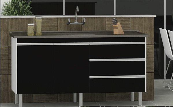 Gabinete Madeira Preto/Preto 016222 1.14MT