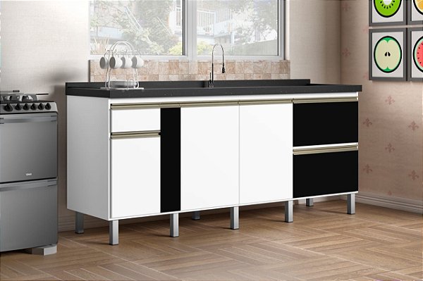 Gabinete Madeira Branco/Preto 310412 1.74MT
