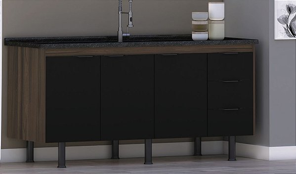 Gabinete Madeira Rustico/preto 316452 1.74MT
