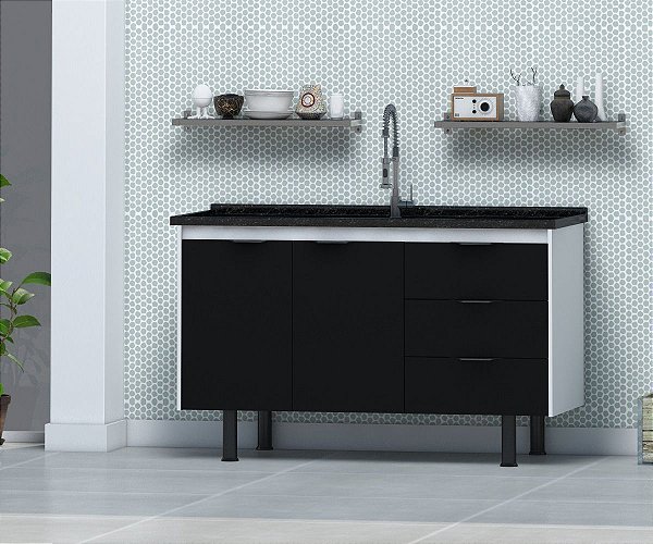 Gabinete Madeira Preto/Preto 011222 1.14MT