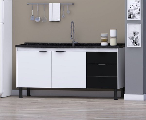 Gabinete Madeira Branco/Preto 01122 1.14MT
