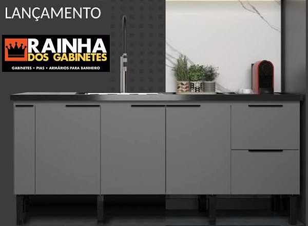 Gabinete Madeira Cinza fosco 340422 1.74MT