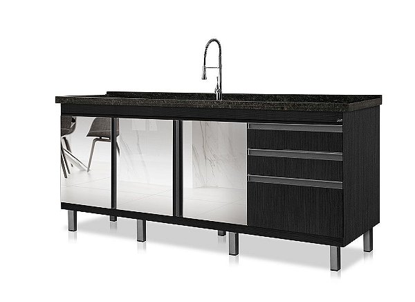 Gabinete Madeira Nero /Espelhado 35652 1.94MT