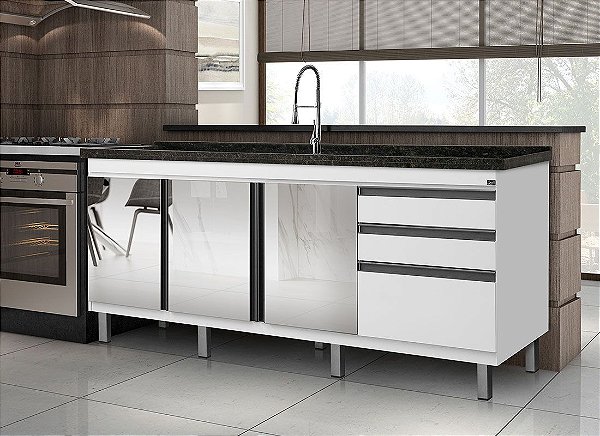 Gabinete Madeira Branco /Espelhado 35651 1.94MT