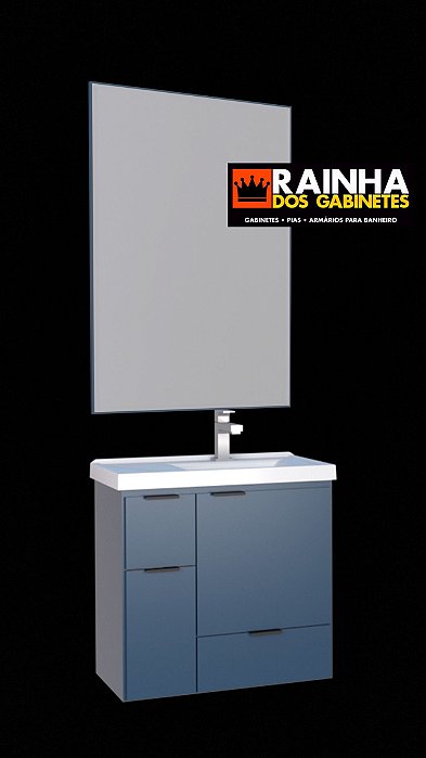 Kit gabinete, Cuba e Espelheira 0.60MT Azul 1586