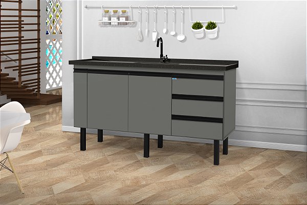 Gabinete Madeira Cinza fosco 398322 1.44MT