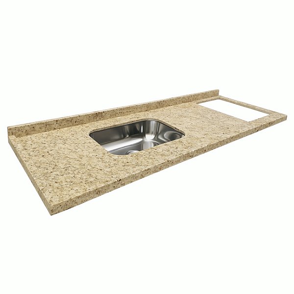 Pia granito Ornamental Cuba funda/sobreposta/acabamento duplo C/parte seca e corte cooktop 4\5 bocas 2.00MT 051540
