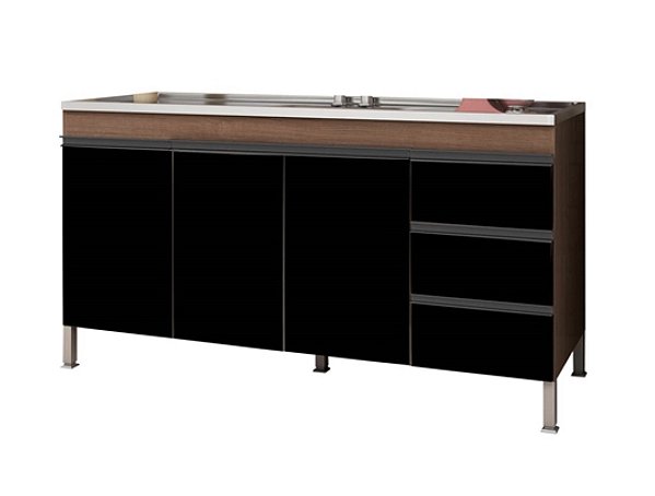 Gabinete Madeira Castanho/Preto/Preto 0034215 1.74MT