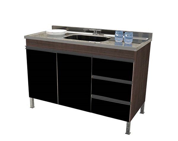 Gabinete Madeira Castanho/Preto/Preto 0032215 1.14MT