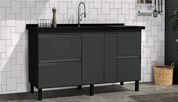 Gabinete Madeira Preto/Grafite 435324 1.44MT