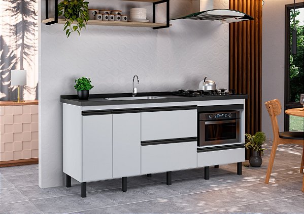 Gabinete Queen Madeira C/ Entrada Para forno 58x40cm Branco 1.74MT