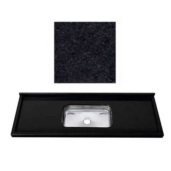 Pia granito Preto Aracruz Cuba rasa/Acabamento simples 2.00MT