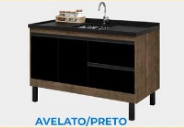 Gabinete Madeira Avelato/Preto 33822 1.14MT