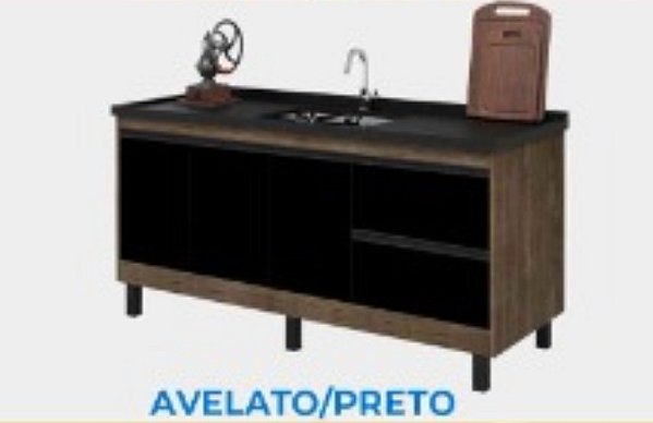 Gabinete Madeira Avelato/Preto 33832 1.44MT