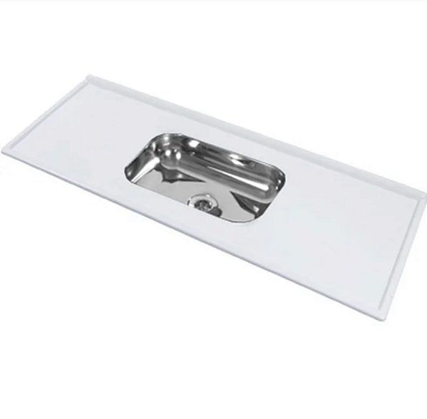 Pia Sintetica Branca C/Cuba inox 1.80MT 08741