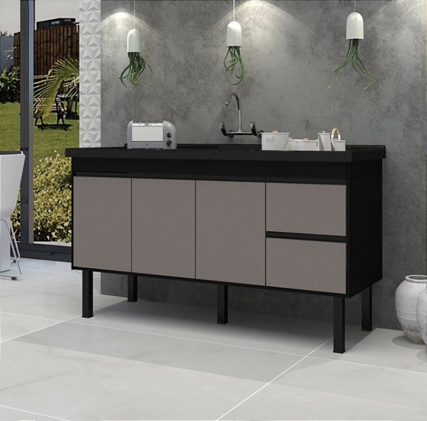 Gabinete Madeira Preto/Ouro 45344 1.74MT