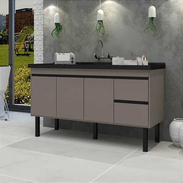 Gabinete Madeira Cinza ouro 45354 1.94MT