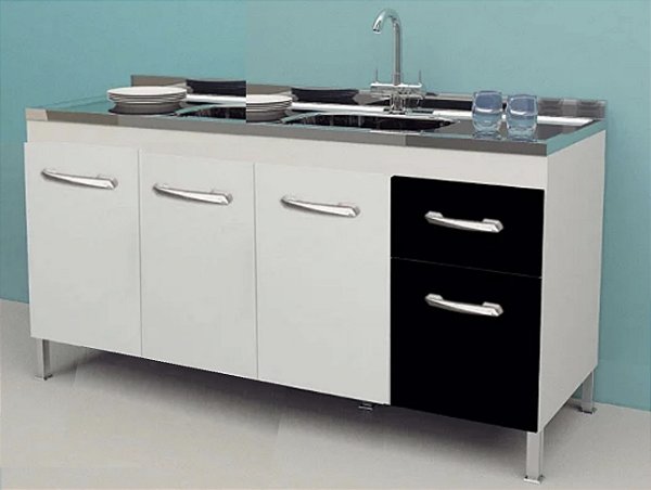 Gabinete Madeira Branco/Preto 00732 1.44MT