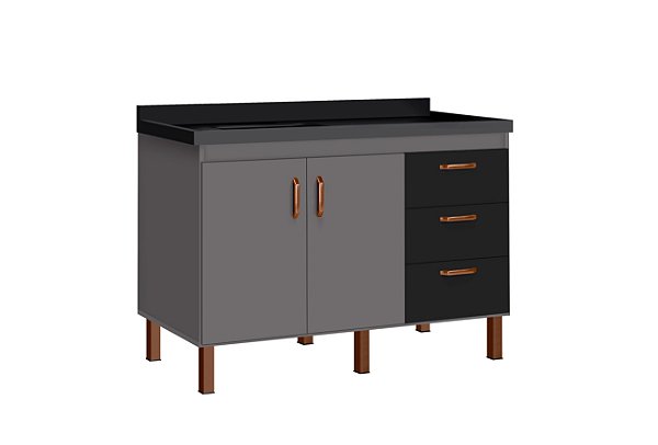 Gabinete Madeira Cinza/Preto 472342 1.44MT