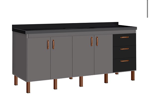 Gabinete Madeira Cinza/Preto 472524 1.94MT